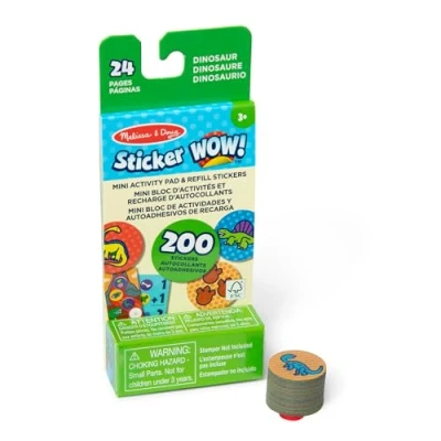 Image of Melissa &amp; Doug Sticker WOW Mini Activity Pad and 200 Refill Stickers for Stamper Arts Crafts Fidget Toy Collectibles Dinosaur