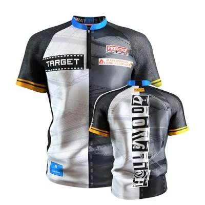 Image of TARGET Darts Chris Dobey Dart Shirt 2025, Size: XXL World Championship Mens Shirt, Adult Cool Play Collarless Top, Dartboards Top Men, Hollywood Player Edition T Black/White