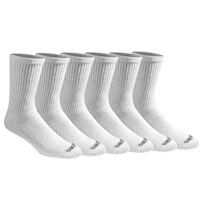 Image of Dickies Men&#039;s Dri tech Essential Moisture Control Crew Socks Multipack Casual, Solid White (6 Pairs), Large (Pack of 6)