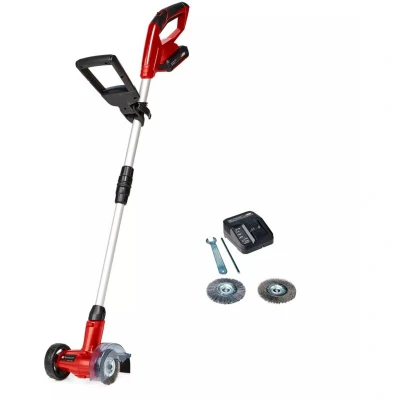 Image of Einhell Power X Change 18V Cordless Grout Cleaner With Battery And Charger Adjustable Telescopic Long Handle, Replaceable Brushes (Nylon Steel Included) GE CC 18 Li Patio Cleaning Kit