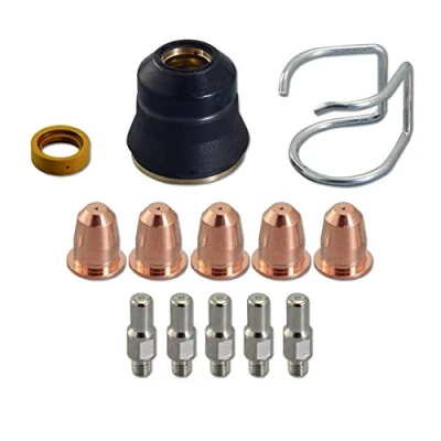 Image of RIVERWELD 13pcs Plasma Cutter Torch S25 S45 Accessory Kit PR0110 Electrodes PD0116 08 Nozzle Tips 0.8mm Spacer Guide CV0010 Retaining Cap Gas Diffuser
