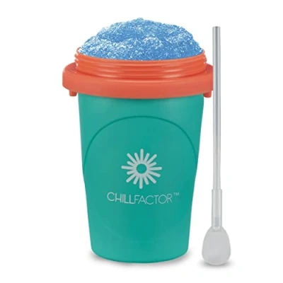 Image of ChillFactor slushy maker Neon Green Reusable cup, homemade slushies. Squeeze cup Kitchen toys