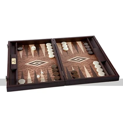 Image of Manopoulos Luxury Walnut Burl 19 inch Backgammon Set