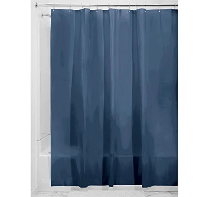 Image of iDesign 3.0 Liner Shower Curtain, Curtain for Shower, Made of Mould Free PEVA, Navy Blue, 183 cm X