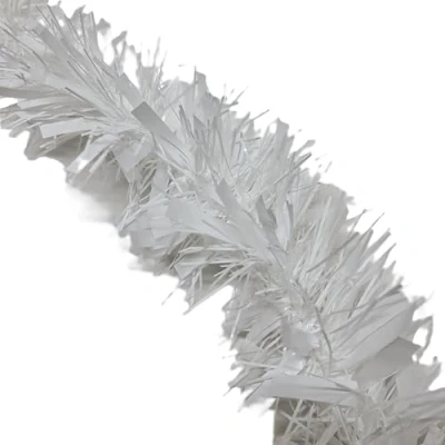 Image of HSD Christmas Tinsel Garland 2M (6.5ft) Xmas Metallic Chunky Fine Sparkle Shiny Tree Party Decorations (Chunky White)