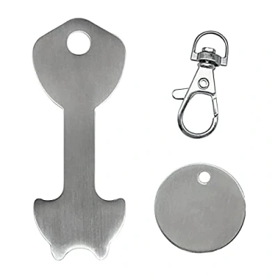 Image of Jagowa 1 Set Stainless Steel Shopping Trolley Token Key Coin Keyring for Supermarket Cart Release Locker