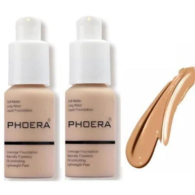 Image of Aquapurity Phoera® Full Coverage Foundation Soft Matte Oil Control Concealer 30ml Long Lasting Flawless Cream Smooth (2PCS 105 SAND)