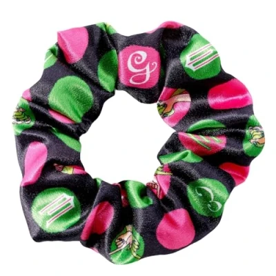 Image of Wicked Elphaba and Glinda Unlikely Friendship Hair Scrunchie Black, Pink &amp; Green