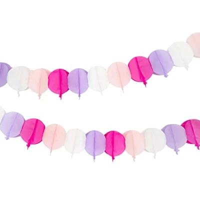 Image of Purple &amp; Pink Balloons Birthday Bunting Party Decorations for Kids, Adults, Girls 3D Colourful Paper Garlands, Pack of 3, 3m length Made by Talking Tables