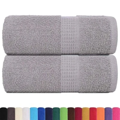 Image of vidaXL 2 pc guest towels absorbent grey cotton bath 30x50 cm, 100% ring spun cotton, machine washable, oeko tex certified