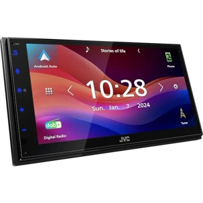 Image of JVC KW M595DBT 17.3 cm WSVGA (1024 x 600px) Moniceiver with DAB+/FM, CarPlay, Android Car, Apple &amp; USB Mirroring, Bluetooth, Capacitive Touch Panel, DSP, 4 50 Watt, 3 Pre Out 2.5 V