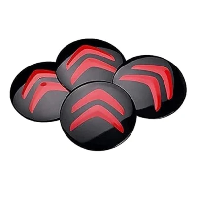 Image of SANSHAOS Car Center Hub Caps Sticker Wheel Centre Badge Logo Cap Trims for Citroen C5 X C4 C3 C2 C1 DS3 DS4 DS5 C6 56mm, Set of 4,Black Red