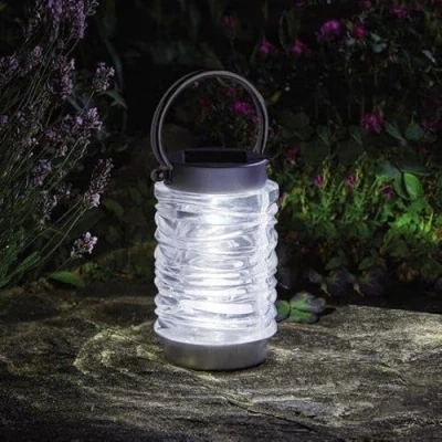 Image of Garden Mile Outdoor Led Lights Solar Lanterns for The Waterproof 20cm Large Bright Lantern Patio, Decking, Pathway Lighting, Driveway Light (Wave Lantern, 2)