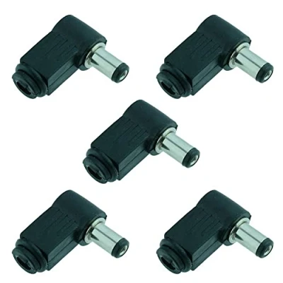 Image of 2.1mm x 5.5mm Male Plug Right Angle L Jack DC Power Connector (Pack of 5)