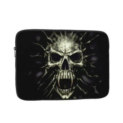 Image of Scary Skull Printed Laptop Sleeve For 12 Inch Laptop, Shockproof Oxford Fabric Protective Case Bag