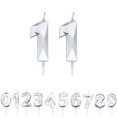 Image of FUZVOL Birthday Candles, Number 11 Candle, Silver Candle for Cake, Happy Cake Candles Topper Decorations