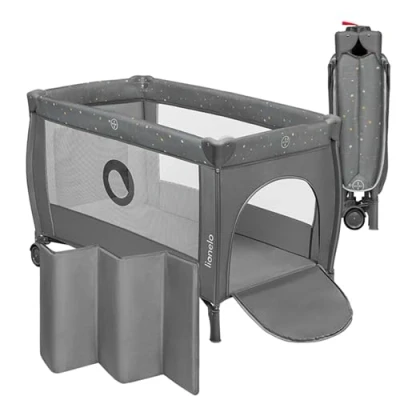 Image of Lionelo STEFI PLUS 2in1 Travel Cot &amp; Baby zone Portable with 2 Level Mattress Heigh, Bed for Newborns and Toddlers 0 36kg Side Entry, Breathable Mesh, LockGuard Safety, Wheels, Easy Fold