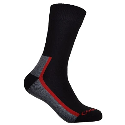 Image of 2 Pairs of Mens Thick Cotton Coolmax Socks Hiking, Walking,Black, L