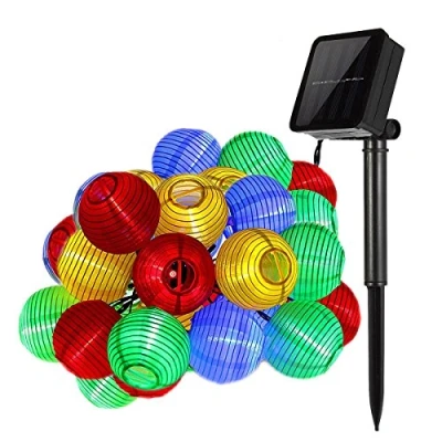 Image of Outdoor Solar String Lights,KINGCOO Waterproof 20FT 30 LEDs Chinese Lanterns Powered Christmas Fairy Lights for Garden Patio Yard PartyHome Decoration(Multi Color)