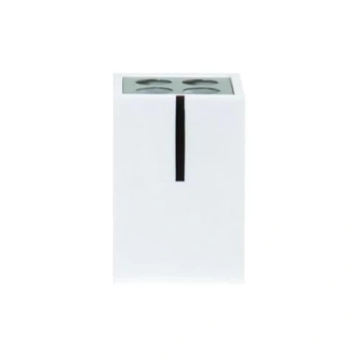 Image of MSV Dubai Polyresin Toothbrush Holder, Stainless Steel, White