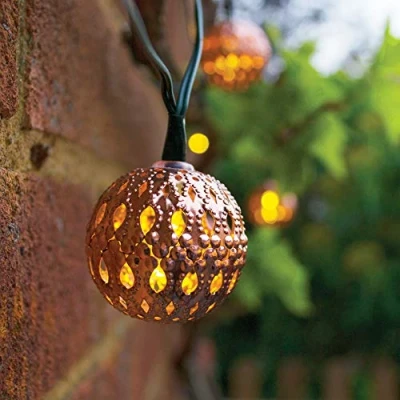 Image of SolarCentre, Warm White Elan Outdoor Solar Powered Copper Ball String Lanterns 20 LEDs