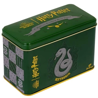 Image of New English Teas Official Harry Potter Slytherin Crest Tea Caddy with 40 Breakfast Teabags