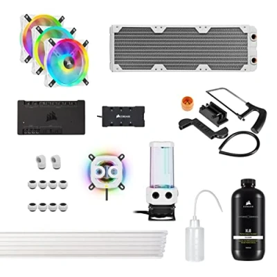 Image of Corsair Hydro X Series iCUE XH305i RGB PRO Custom Cooling Kit (Hardline CPU Loop, Water Block, D5 Pump/Reservoir Combo, Radiator, 3x Fans, Software Control) White