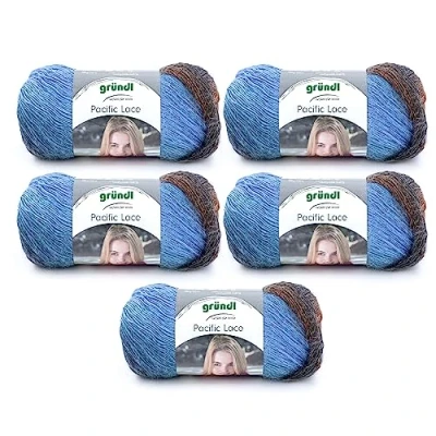 Image of Gründl Pacific Lace Pack of 5 Beige red Brown Light Blue, 5X 100g