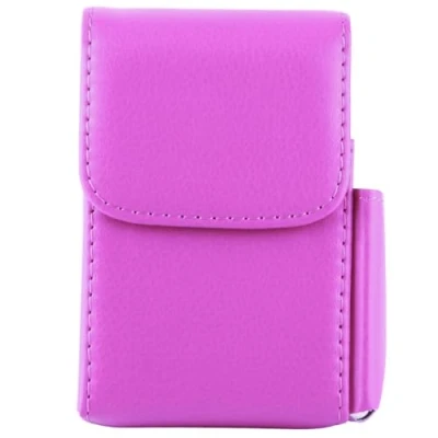 Image of Cigarette Organizer Case, PU Leather Box Case Tobacco Pouch With Lighter Holder Name Card Storage Container New (Rose Red)