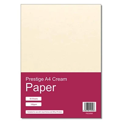 Image of Prestige A4 Cream Coloured Paper Pack 100gsm 50 Sheets