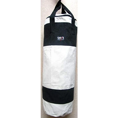 Image of Boxing, Kickboxing Martial Arts 3ft Punch Bag WHITE CANVAS White/Black (Sold Un Filled)