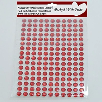 Image of POLYBAGSTORES 10 Packs Red 4mm Self Adhesive Diamante Stick On Gems