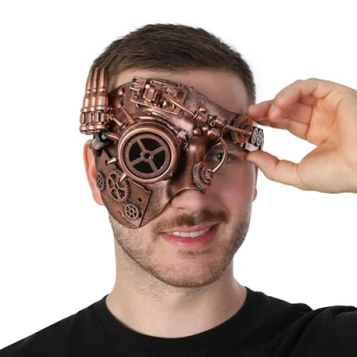 Image of Stylex Party Steampunk Mask Eyemask Masquerade Halloween Fancy Dress Cosplay Outfit Accessories (Bronze Half Face Mask)