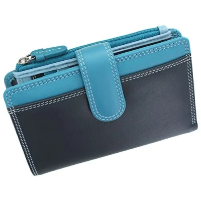 Image of Visconti Rainbow Collection Cayman Leather Purse with RFID Blocking RB97 Blue Multi