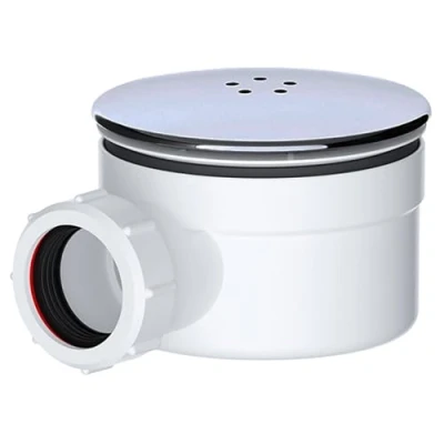 Image of SPARES2GO Shower Trap for 90mm Tray Plug Hole 1.5&quot; Luxury Drain Water Waste Dome Base Kit (Brushed Nickel)
