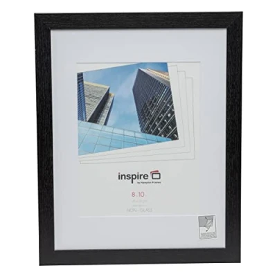 Image of Hampton Frames CARNEGIE 8x10 (20x25cm) Black Picture Poster Photo Frame with Mount Plexi (Non Glass) CNG80BLK