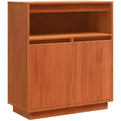 Image of vidaXL Sideboard with Shelf Storage Door Wax brown Solid pine wood
