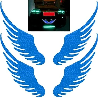 Image of Hrippy Wings Reflective Safety Warning Sign Car Sticker Bike Motorbike Decal Exterior Decoration Accessories