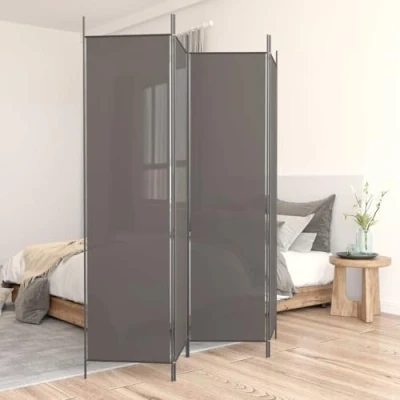 Image of Keketa 4 Panel Room Divider, Folding Screen, Movable Partition, Fabric Privacy Separator Wall Furniture Indoor Bedroom Office Bathroom Paravent Anthracite 200x200 cm