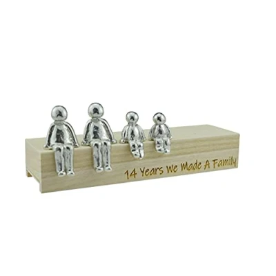 Image of 14th Anniversary Idea 14 Years We Made A Family Metal Ornament Choose Your Combination Box &amp; Woodgrain May Vary(2 Children)