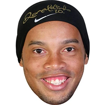Image of FoxyPrinting Ronaldinho Footballer Celebrity Cardboard Party Face Mask Fancy Dress