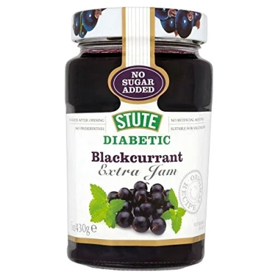 Image of Stute No Added Sugar Diabetic Blackcurrant Jam (430g) Pack of 6