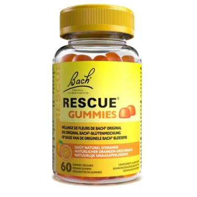 Image of RESCUE Orange Gummies, Original Bach Flower Blend, for Balanced Days, Daily Stress, Easy to Take, Vegan, Suitable The Whole Family, Pack of 60