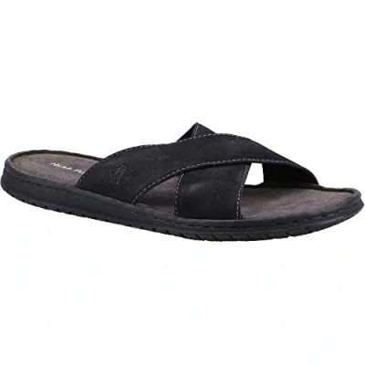 Image of Hush Puppies Men&#039;s Nile Cross Over Sandal, Black, 9 UK