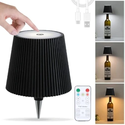 Image of USMEI Lumelia Bottle Lamp Wireless with Remote Control, Attachment LED Battery, Table Rechargeable, Touch Dimmable, 3 Colours, Waterproof