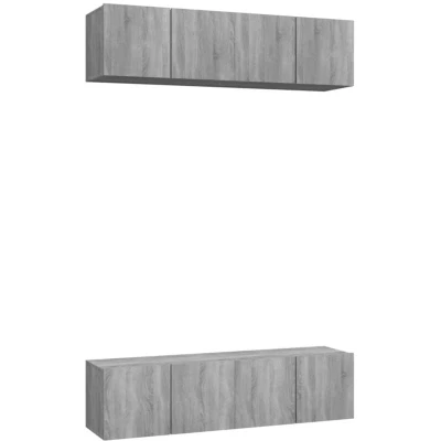 Image of vidaXL Wall TV Cabinets 4 pcs Grey Sonoma 60x30x30 cm Engineered Wood