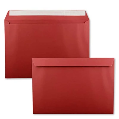 Image of 25x large XXL envelopes DIN C4 in dark red (red) 22.9 x 32.4 cm self adhesive without window mailing bag suitable for A4