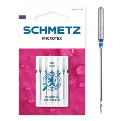 Image of SCHMETZ Domestic Sewing Machine Needles 5 Microtex 130/705 H M Needle Size 90/14 Can be Used on All Conventional Household Machines
