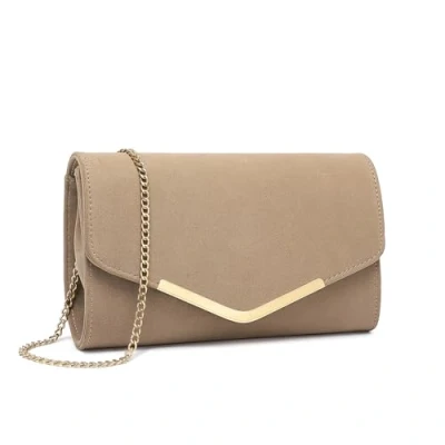 Image of Miss Lulu Women&#039;s Clutches Suede Clutch Bag with Chain Elegant Evening Bags for Weddings and Evenings