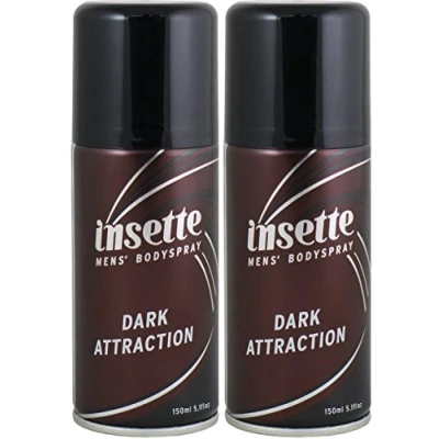 Image of x2 Insette Dark Attraction Mens Deodorant Body Spray 150ml